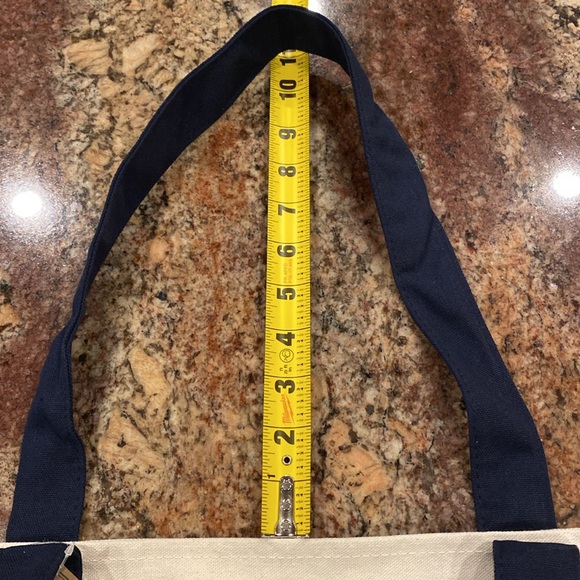Trader Joe's ‘Canvas Tote Bag’, Cream+Navy w/ Red Logo, Outside Pockets, NWTags - Picture 7 of 9